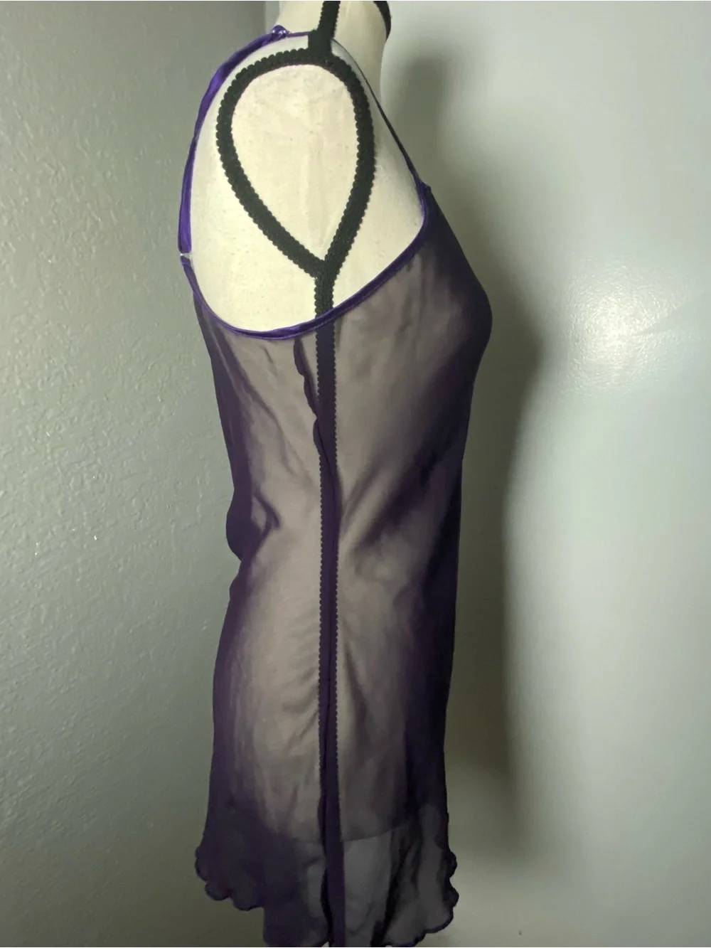 Y2K Sheer Purple Mesh Sarin Trim Slip Size Medium